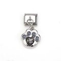 Italiaanse bedelarmband link met kattenpoot hanger en hartvormig grijs kristal - Grijs Hart Kattenpoot (MKDZ-036)