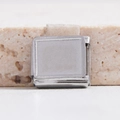 Silver square modular link for DIY Italian charm bracelet in matte stainless steel - Silver Square Buckle (MK-2442)