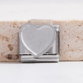 Heart-shaped silver stainless steel Italian modular charm for DIY jewelry bracelets - Silver Relief Heart (MK-2446)