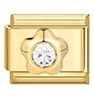 Italian modular charm link in gold stainless steel with star-shaped zircon stone - Star Shaped Clear Zircon Style (MK-1383)