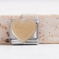 Italian modular charm in silver stainless steel with a minimalist golden heart design - Gold Heart Link (MK-2445)