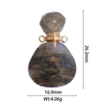 Primer plano de colgante de botella de perfume de labradorita con medidas y brillo azul - Frasco de Labradorita (DZ-1582)