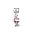 Italiaanse armband link met roze hart kristal en snoepje hanger in zilveren kleur - Roze Snoephart (MKDZ-075)