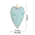 Ciondolo a forma di cuore in pietra azzurra con bordo dorato e dimensioni indicate - Ciondolo a Cuore in Amazonite (DZ-1550)