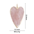 Ciondolo a cuore in quarzo rosa con bordo dorato e dimensioni 22,4mm per 13,1mm - Ciondolo a Cuore in Quarzo Rosa (DZ-1551)