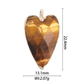 Ciondolo cuore in occhio di tigre, bordo dorato, 22,4mm x 13,1mm, 2,07g, fondo bianco - Ciondolo a Cuore in Occhio di Tigre (DZ-1552)