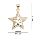 Afmetingen van de stervormige hart hanger: 25,1 mm hoogte en 19,6 mm breedte - Hol Hart Ster (DZ-1911)