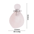 Vista detallada del colgante frasco de cristal rosa con medidas de 36,8 mm de alto y 22,6 mm - Frasco de Corazón Cuarzo Rosa (DZ-1599)