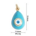 Detail view of water-drop evil eye pendant with dimensions 19.4mm height and 11.6mm width - Peacock Blue Waterdrop Evil Eye (DZ-2028)
