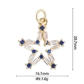 Gedetailleerd overzicht van goudkleurige sterhanger met blauwe stenen en zirkonia kristal - Diepblauwe Saffier Ster (DZ-1916)