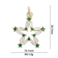 Detail van sterhanger met groene stenen en witte zirkonia, hoogte is 20,7 mm - Groene Edelsteen Ster (DZ-1917)