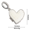 Silver plated 18k gold heart locket pendant with mother of pearl and pave crystals - Silver White Mosaic Heart Locket (DZ-1820)