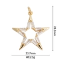 Gedetailleerde afmetingen van gouden sterhanger met kristallen: 28,2 mm hoog en 23,7 mm breed - Holle Ster Sluiting Stijl (DZ-1918)
