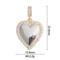 Detailopname van hartvormige hanger, 25,4 mm bij 15,8 mm, in goud- en zilverkleuren - Tweekleurig Goud Zilver Hart (DZ-1919)