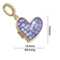 18k gold plated heart locket pendant with purple mosaic tiles and zircon stones - Gold Purple Mosaic Heart Locket (DZ-1822)