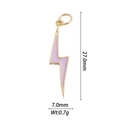 Detailed view of lightning bolt charm in gold and pink enamel with 27mm height dimensions - Pink Lightning Pendant (DZ-2034)