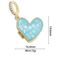 Detailed 18k gold heart locket pendant with light blue inlay and zircon accents - Gold Blue Mosaic Heart Locket (DZ-1824)