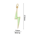 Golden lightning bolt charm with light green enamel, size 27.0mm by 7.0mm and 0.7g weight - Light Green Lightning Pendant (DZ-2036)