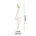 Detailed size view of gold lightning bolt charm with dimensions 27.0mm by 7.0mm - White Lightning Pendant (DZ-2038)
