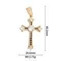 Detail of 18k gold plated cross pendant with blue zircons and clear gems, 40.2mm height - Gold Cross Pendant With Blue White Rhinestones (DZ-1828)
