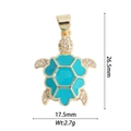 Detailweergave van de schildpad hanger met turquoise emaille en zirkonia's - Turquoise Zeeschildpad (DZ-1926)