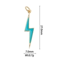 Detailed view of lightning bolt charm with turquoise enamel and golden metal frame - Sky Blue Lightning Bolt (DZ-2041)