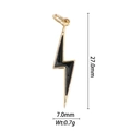 Detail view of black enamel lightning bolt charm showing 27mm height and gold trim - Black Lightning Bolt (DZ-2043)