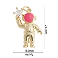 Detail of astronaut pendant with pink enamel mask holding a star-shaped zircon stone - Pink Mask Astronaut (DZ-2044)