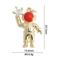 Detailed size view of golden astronaut pendant with star and red helmet, 24.7mm by 15.0mm - Red Mask Astronaut (DZ-2046)