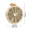 Macro shot of 18k gold plated lemon slice pendant with size 17.7mm by 14.7mm - Lemon Slice Design Pendant (DZ-1834)