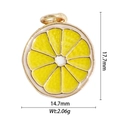 Detail view of yellow lemon slice pendant with dimensions 17.7mm by 14.7mm and weight 2.06g - Yellow Lemon Slice Design Pendant (DZ-1836)
