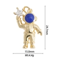 Detail view of gold astronaut pendant showing 24.7mm height and 15.0mm width measurements - Blue Mask Astronaut (DZ-2049)