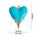 Macro view of blue enamel heart pendant showing 29mm height and gold metal frame details - Bright Blue Lava Heart Pendant (DZ-2319)