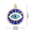 Detail showing dimensions of 22.3mm evil eye pendant with blue enamel and crystals - Blue Round Evil Eye (DZ-2053)