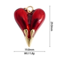 Detailed size view of red heart pendant with gold base showing 29mm height and 19.8mm width - Red Lava Heart Pendant (DZ-2320)