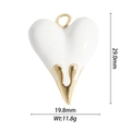 Lava heart pendant in gold and white enamel, detailed macro view with 29.0mm dimensions - White Lava Heart Pendant (DZ-2322)