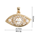 Detailed view of evil eye pendant with white pearls and gold-plated copper base - Artificial Pearl Evil Eye Style (DZ-2056)
