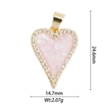 Detailed view of 18k gold plated heart pendant with pink mosaic inlay and diamonds - Gold Pink Mosaic Heart With Rhinestone Pendant (DZ-1845)
