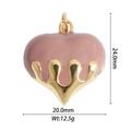 Pink heart pendant detail with lava gold finish including height and width measurements - Pink Lava Drip Heart Pendant (DZ-2325)
