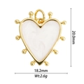 Lava heart pendant size specs showing 20.0mm height and 18.2mm width with gold metal beads - White Beaded Edge Heart Pendant (DZ-2327)