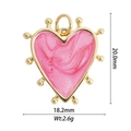Lava style heart pendant in pearly pink with gold trim and exact dimensions info - Pearl Pink Beaded Edge Heart Pendant (DZ-2329)