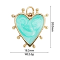 Detailed view of a gold heart pendant with mint green enamel and beaded texture - Mint Green Beaded Edge Heart Pendant (DZ-2330)