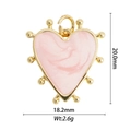 Macro view of pink enamel heart pendant showing dimensions of 20mm by 18.2mm - Swirl Pink Beaded Edge Heart Pendant (DZ-2331)