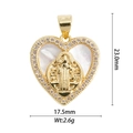 Detailed view of heart-shaped lava pendant with saint icon and mother of pearl inlay - Pearl Mother of Pearl Virgin Mary Heart (DZ-2339)