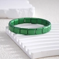 Matt smaragdgrünes modulares Edelstahl-Stretcharmband in einem modernen geometrischen Stil - Modulares Armband (BD-311)