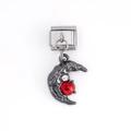 Charm italiano a luna grigio canna di fucile con perla rossa per bracciali componibili - Luna Nera di Fucile (DZ-620-S)