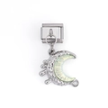 Ciondolo a forma di luna in acciaio inossidabile argento per bracciali componibili - Mezzaluna Granulosa (DZ-621-S)