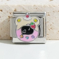 Italiaanse bedel met schattig emaille donutdier van roestvrij staal voor DIY-armbanden - Schattig Donut Patroon (MK-1355)