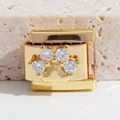 Goldenes italienisches Charm-Glied mit Zirkonia-Pfotenabdruck für Modularmbänder - Pfotenabdruck-Stil (MK-1384) / 5 Stück / Gold