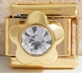 Italian style golden flower charm with clear crystal for modular bracelets - Gold Flower Rhinestone Style (MK-1383)